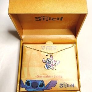 Lilo and Stitch Enamel Sweethearts 18" Goldtone Necklace New in Gift Box